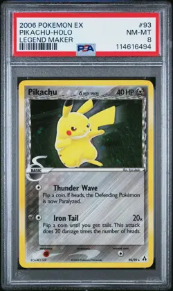 2006 Pokemon Pikachu EX Legend Maker Secret Rare Holo #93 PSA 8 NM-MT - Image 1