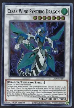 Yugioh Clear Wing Synchro Dragon LED8-EN001 Super Rare 1st Ed - LP - Image 1