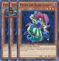 Yugioh! 3x Peten the Dark Clown OP16-EN017 Common NM - Image 1