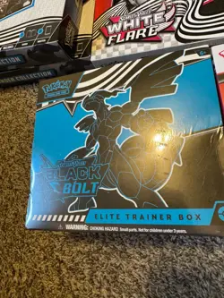 Pokemon Black Bolt and White Flare 2 ETB, 3 Binder collections, 2 poster pscks. - Image 1
