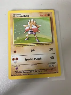 Pokemon TCG Cards Hitmonchan 7/102 Base Set Holo Rare LP-MP - Image 1