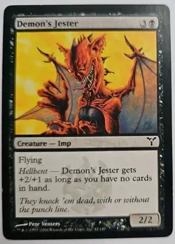 MTG Magic The Gathering Card Demon's Jester Creature Imp Black Dissension - Image 1