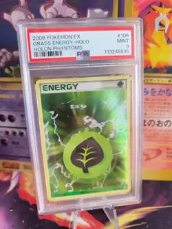 Pokemon Card Grass Energy Pflanzen Energie Holo Ex Holon Phantoms Deutsch PSA 9 - Image 1
