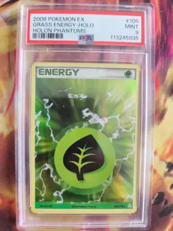 Pokemon Card Grass Energy Pflanzen Energie Holo Ex Holon Phantoms Deutsch PSA 9 - Image 2