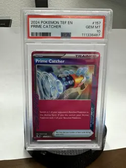 PSA 10 GEM MINT 2024 POKEMON TEF EN-TEMPORAL FORCES #157 PRIME CATCHER - Image 1