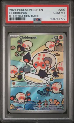 2024 POKEMON SSP EN-SURGING SPARKS ILLUSTRATION RARE #207 CLOBBOPUS PSA 10 - Image 1