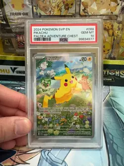 2024 POKEMON SVP EN-SV BLACK STAR PROMO PALDEA ADVENTURE CHEST PIKACHU PSA 10 - Image 1
