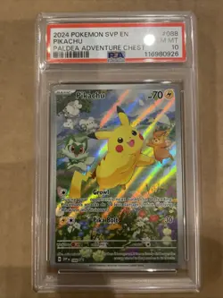 2024 POKEMON SVP EN-SV BLACK STAR PROMO PALDEA ADVENTURE CHEST PIKACHU PSA 10 - Image 1