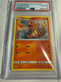 PSA 10 Charmander 7/68 2019 Pokemon Sun & Moon Hidden Fates - Image 1