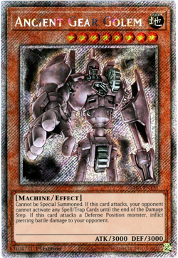 YuGiOh! Ancient Gear Golem RA03-EN151 Platinum Secret Rare 1st Edition NM/M - Image 1