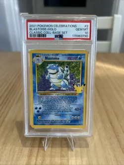 Pokemon TCG Blastoise Celebrations Card PSA 10 2/102 Graded Trading Card - Image 1
