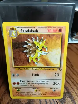 Sandslash 41/62 Uncommon Fossil Unlimited Pokemon TCG Card 1999 Vintage WOTC NM - Image 1