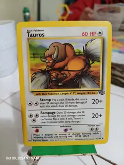 Tauros Uncommon 47/64 nm Vintage Jungle Set WoTC 1999 Pokemon Card! - Image 1