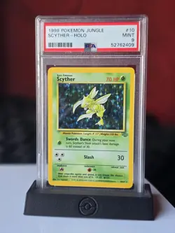 PSA 9 Scyther 10/64 Jungle Holo Rare Pokemon Card 1999 Vintage WOTC - Image 1