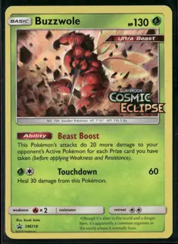 Buzzwole SM218 - Pokemon TCG Black Star Promo Cosmic Eclipse Pre Release NM - Image 1