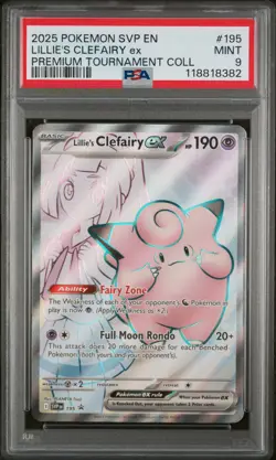 2025 Pokemon SVP EN-SV Black Star Promo Lillie's Clefairy EX #195 Coll PSA 9 - Image 1