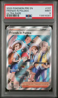 2025 Pokemon Pre EN-Prismatic Evolutions Friends In Paldea #137 Ultra Rare PSA 9 - Image 1