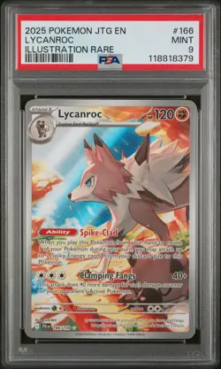 2025 Pokemon JTG EN-Journey Together Lycanroc #166 Illustration Rare PSA 9 - Image 1