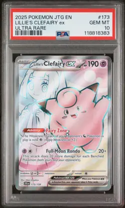 2025 Pokemon JTG EN-Journey Together Lillie's Clefairy EX #173 Ultra Rare PSA 10 - Image 1