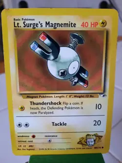 Pokemon TCG Lt. Surge's Magnemite 80/132 Common Gym Heroes Wotc Vintage NM - Image 1