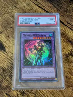 Yugioh Masked HERO Acid TOCH-EN045 Super Rare 1st Ed PSA 9 MINT - Image 1