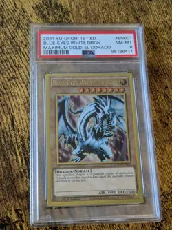 Yugioh Blue-Eyes White Dragon MGED-EN001 PSA 8 NM-MT Ultra Rare - Image 1