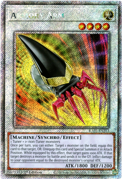 YuGiOh! Armory Arm RA03-EN213 Platinum Secret Rare 1st Edition English LP - Image 1