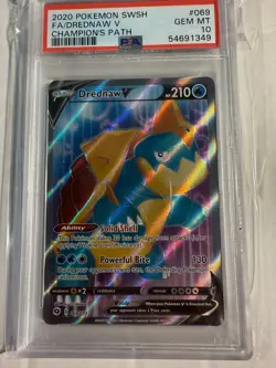 PSA 10 GEM MINT Drednaw V 069/073 Champion's Path FULL ART Pokemon Card - Image 1