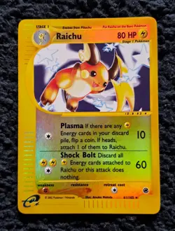 Pokemon Card Raichu Holo Foil Reverse 61/165 Expedition NM (PSA) - Image 1