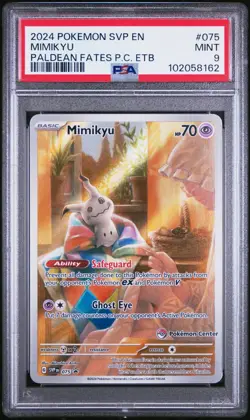 PSA 9 Mimikyu - 075 (Pokemon Center Exclusive) Sv: Paldean Fates Promo Card - Image 1