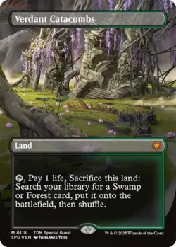 Verdant Catacombs (Borderless) (Dragonscale Foil) -Foil Near Mint MTG - Image 1