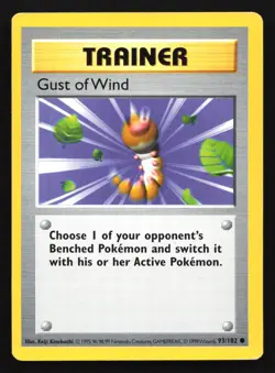 Pokemon Gust of Wind 93/102 WotC Base Set Shadowless Unlimited LP - Image 1