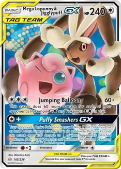 Pokemon Mega Lopunny & Jigglypuff GX NM 1st Edition Normal SM - Cosmic Eclipse - Image 1