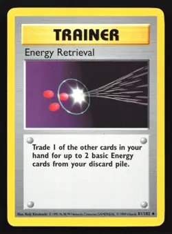 Pokemon Energy Retrieval 81/102 WotC Base Set Shadowless Unlimited LP - Image 1