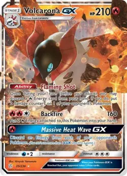 Pokemon Volcarona GX NM 1st Edition Normal SM - Cosmic Eclipse - Image 1