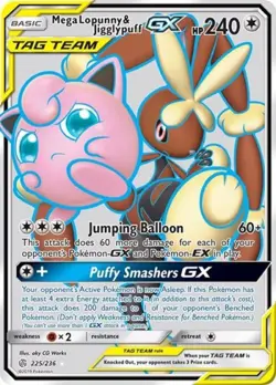 Pokemon Mega Lopunny & Jigglypuff GX (Full Art) NM 1st Edition Normal - Image 1