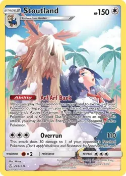 Pokemon Stoutland (Secret) NM 1st Edition Normal SM - Cosmic Eclipse - Image 1