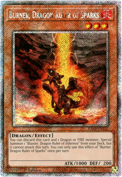 YuGiOh! Burner, Dragon Ruler of Sparks RA03-EN256 Platinum Secret Rare 1st Editi - Image 1