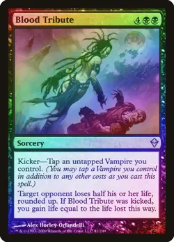 Blood Tribute FOIL Zendikar HEAVILY PLD Black Rare MAGIC GATHERING CARD ABUGames - Image 1