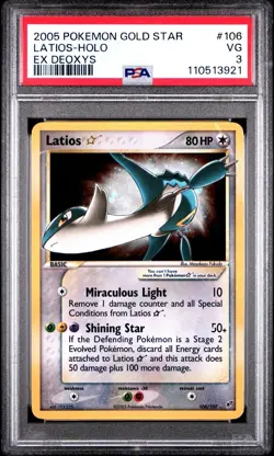 PSA 3 VG Latios Gold Star 106/107 Ex Deoxys Holo English Pokemon Card - Image 1