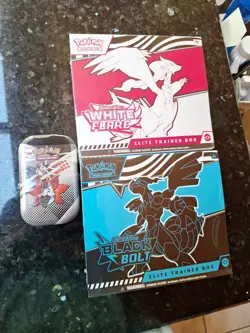 Pokemon Black Bolt & White Flare Elite Trainer Box ETB Set of 2 + Mini Tin NEW - Image 1