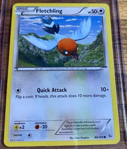 Fletchling 86/106 - Pokemon XY Flashfire Common Card - Image 1