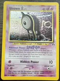Unown [A] 14/75 Pokemon TCG WOTC Base Set Neo Discovery Holo NEAR MINT - Image 1