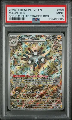 2024 POKEMON SVP SURGING SPARKS POKEMON CENTER ETB PROMO #159 MAGNETON PSA 9 - Image 1