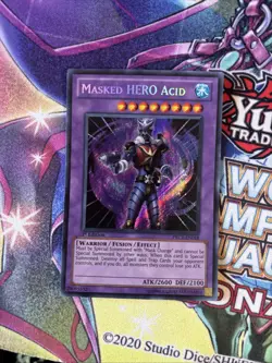 (YBL) Yugioh Masked HERO Acid PRC1-EN018 Secret Rare 1st Ed LP - Image 1