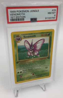1999 POKEMON JUNGLE Trading Card VENOMOTH #29/64 1ST EDITION graded PSA NM-MT 8 - Image 1