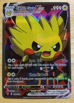 Pikachu Cosplay Lance, Elite Four Trainer Pokemon Custom Card Holo Foil Anime - Image 1