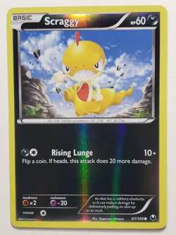 REVERSE HOLO Scraggy 67/108 VLP Dark Explorers Pokemon Card Kagemaru Himeno Art - Image 1