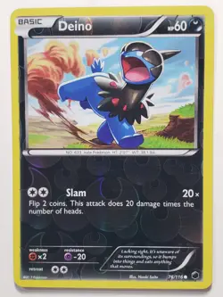 REVERSE HOLO Deino 76/116 LP - Plasma Freeze Pokemon Card - Naoki Saito Art - Image 1