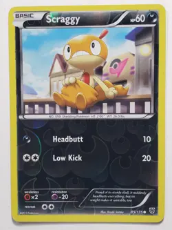 REVERSE HOLO Scraggy 85/135 LP - Plasma Storm Pokemon Card Kouki Saitou Art - Image 1